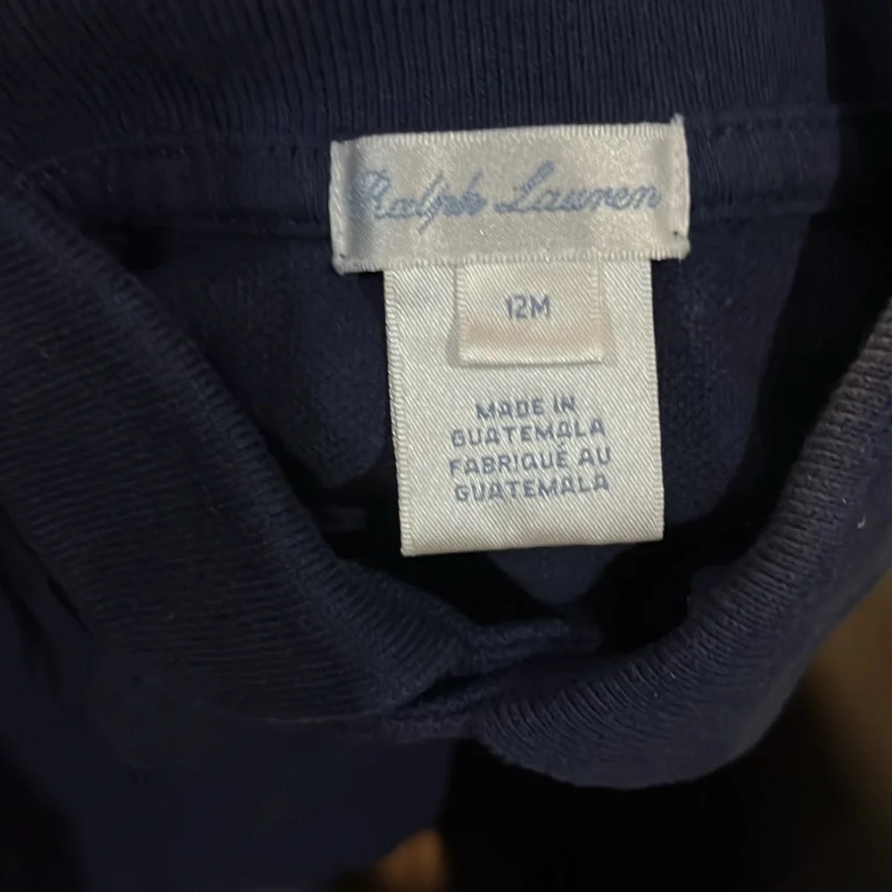 Ralph Lauren 12 month navy long sleeve polo shirt - Picture 3 of 3